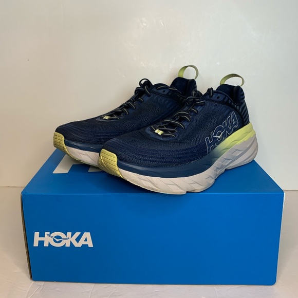 HOKA One One W Bondi 6 Mood Blue Yellow Sz 8 - Picture 5 of 8